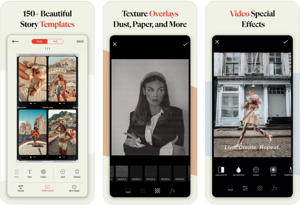 Tezza App showing features
