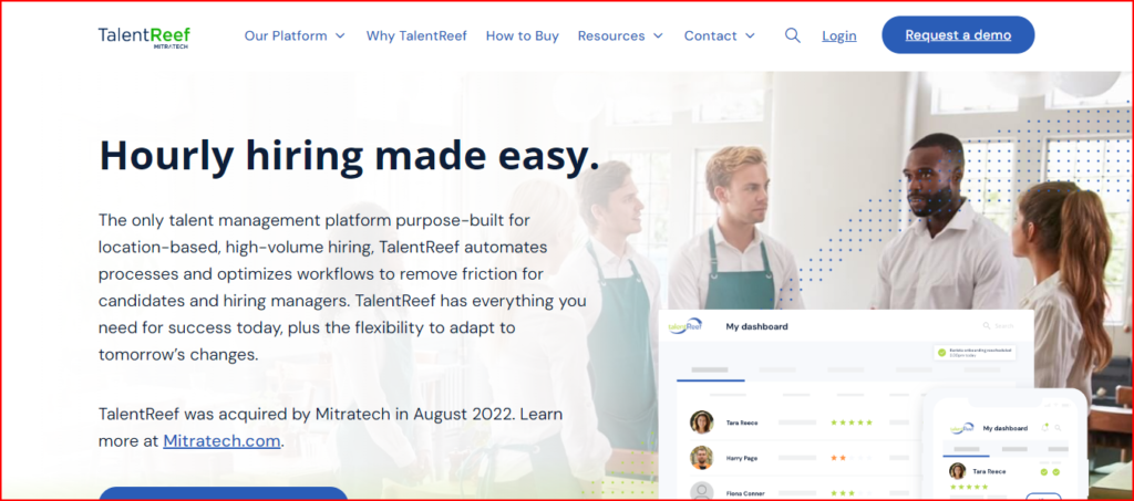 Talentreef Ai driven ATS for HR home page