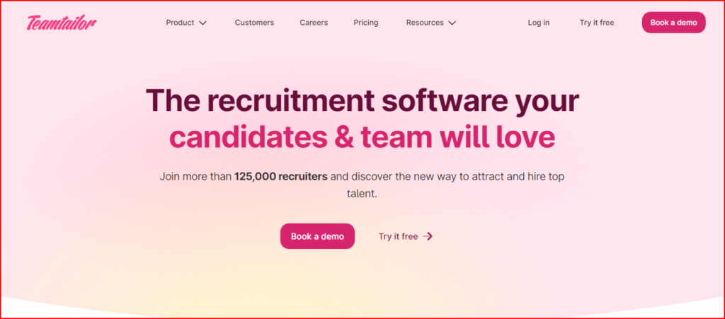 TeamTailor ATS AI driven Hr recruitment home page